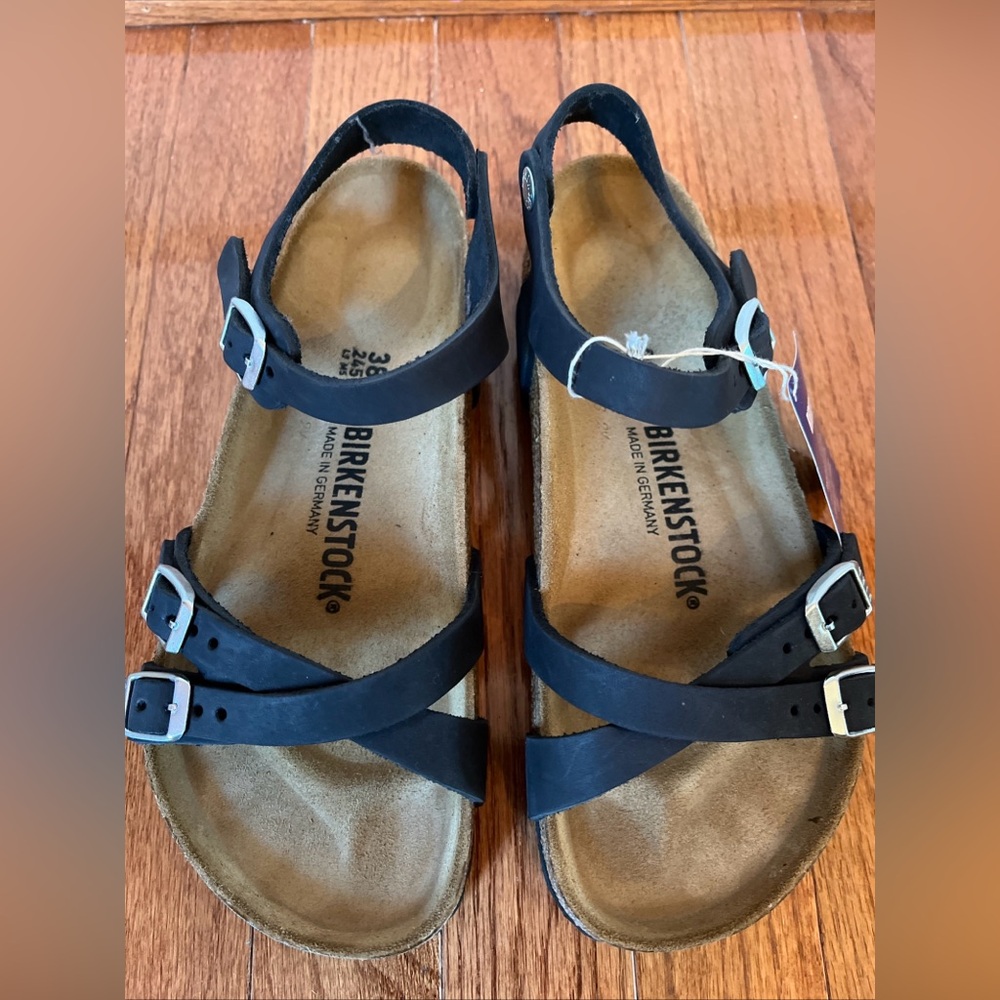 Birkenstock Women's Sz EUR 38 US W 7-7.5 Black Kumba Oiled Leather Sandals - Picture 2 of 8